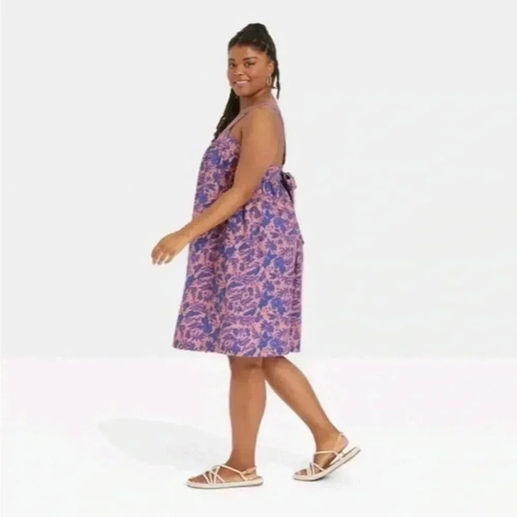 Universal Thread Dress Women's Sleeveless Shift Pink Floral Linen XL NWT - Picture 2 of 11